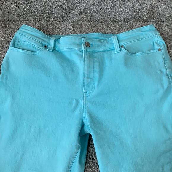 Talbots Turquoise Mid Rise Straight Crop Jeans - Picture 2 of 6